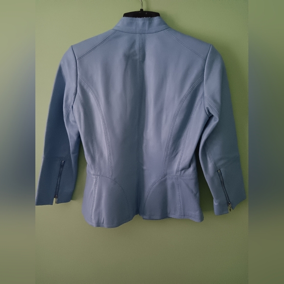 WHBM LIGHT BLUE LEATHER JACKET - Picture 2 of 16